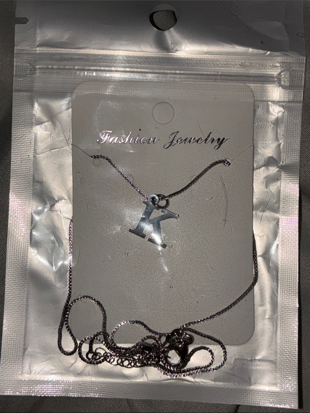 Silver Initial K Necklace - Fashion Jewelry